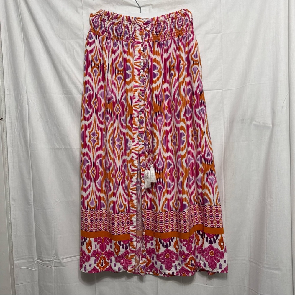 Christian Siriano Maxi Skirt Small Floral Boho Flowy Beachy Pull On Comfort